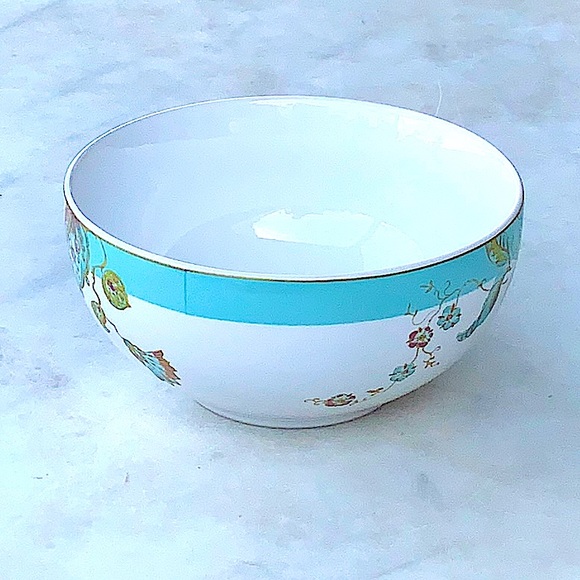 222 FIFTH ELIZA SPRING TURQUISE SOUP CEREAL BOWL NEW PORCELAIN 5 1/2 INCH FLORAL - Picture 3 of 6